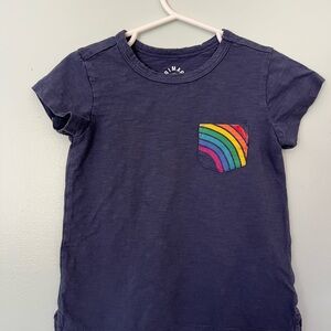 Primary Kids Navy Tee with Colorful Rainbow Pocket